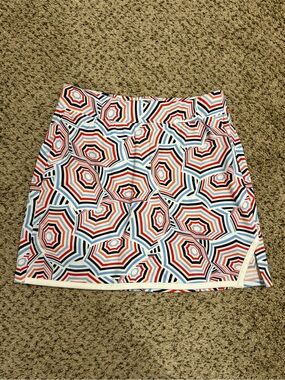 Crown & Ivy Women’s Umbrella Active Skort- Red, White & Blue Geometric